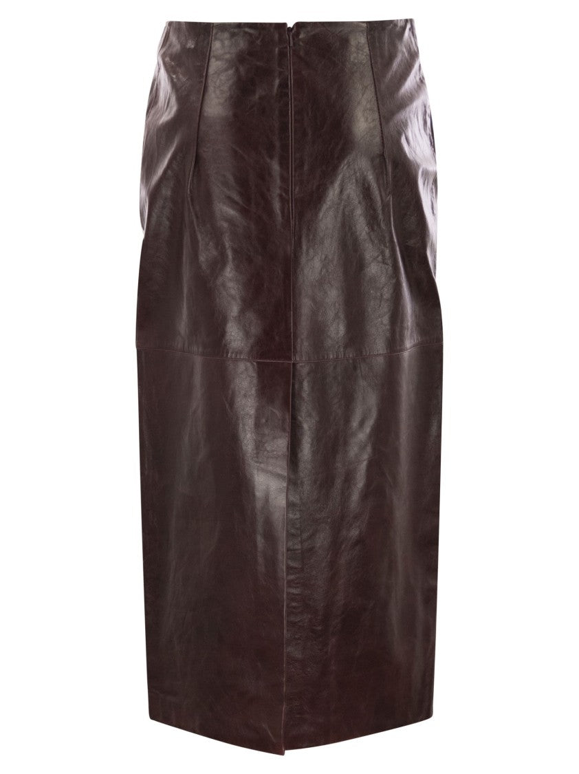 Sportmax Afa - Leather Midi Skirt