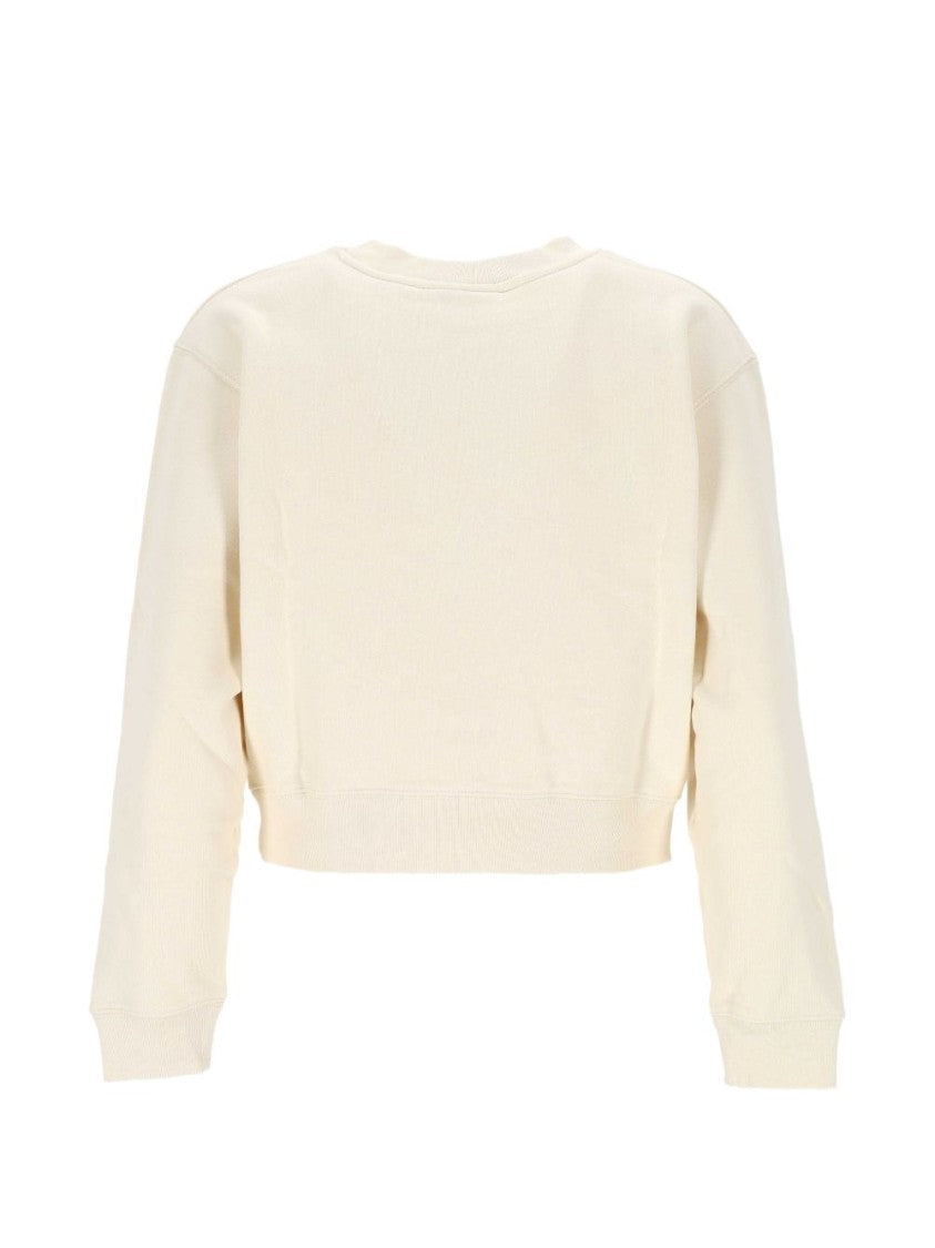 Maison Kitsuné Cropped Sweater With Relaxed Fit And Subtle Text Logo
