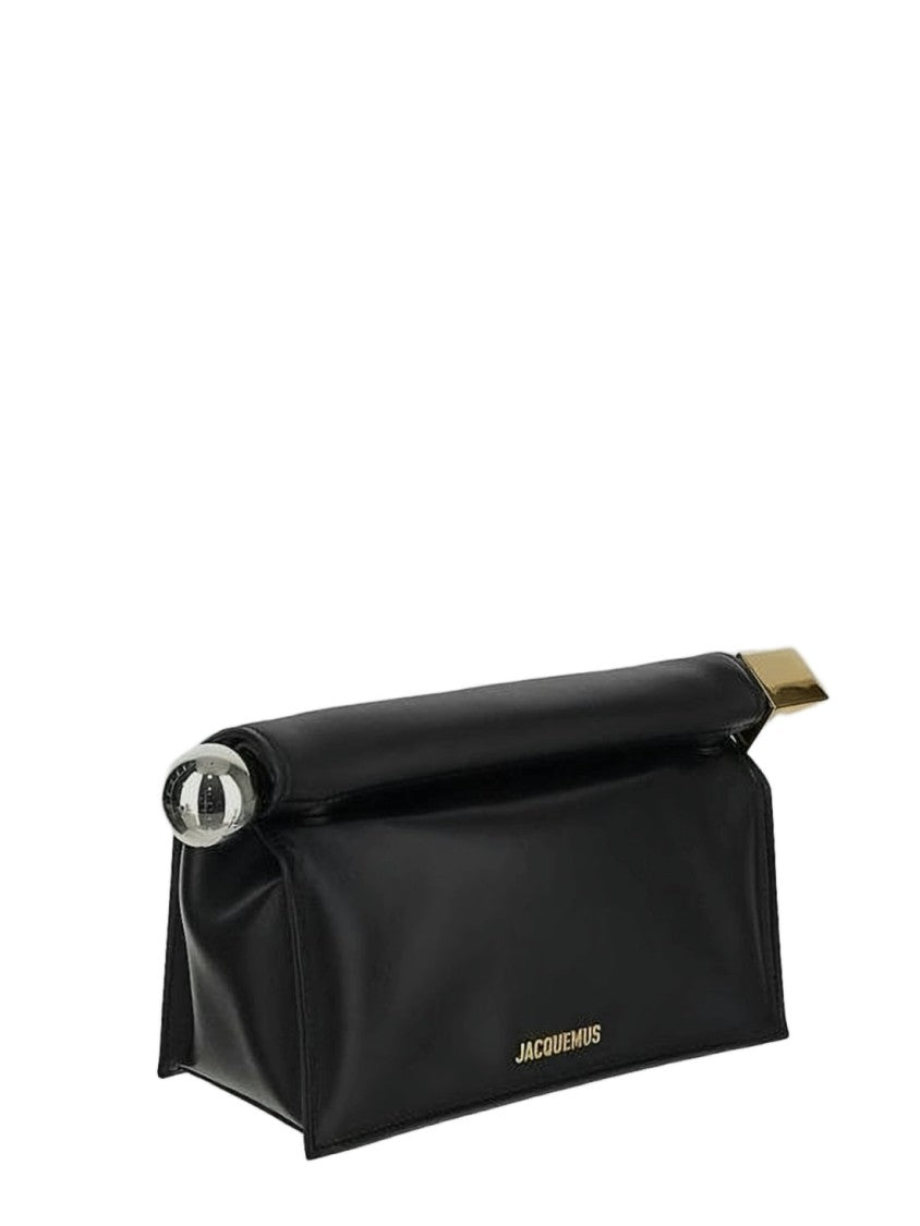 Jacquemus Lambskin Leather Clutch With Fold-Over Top