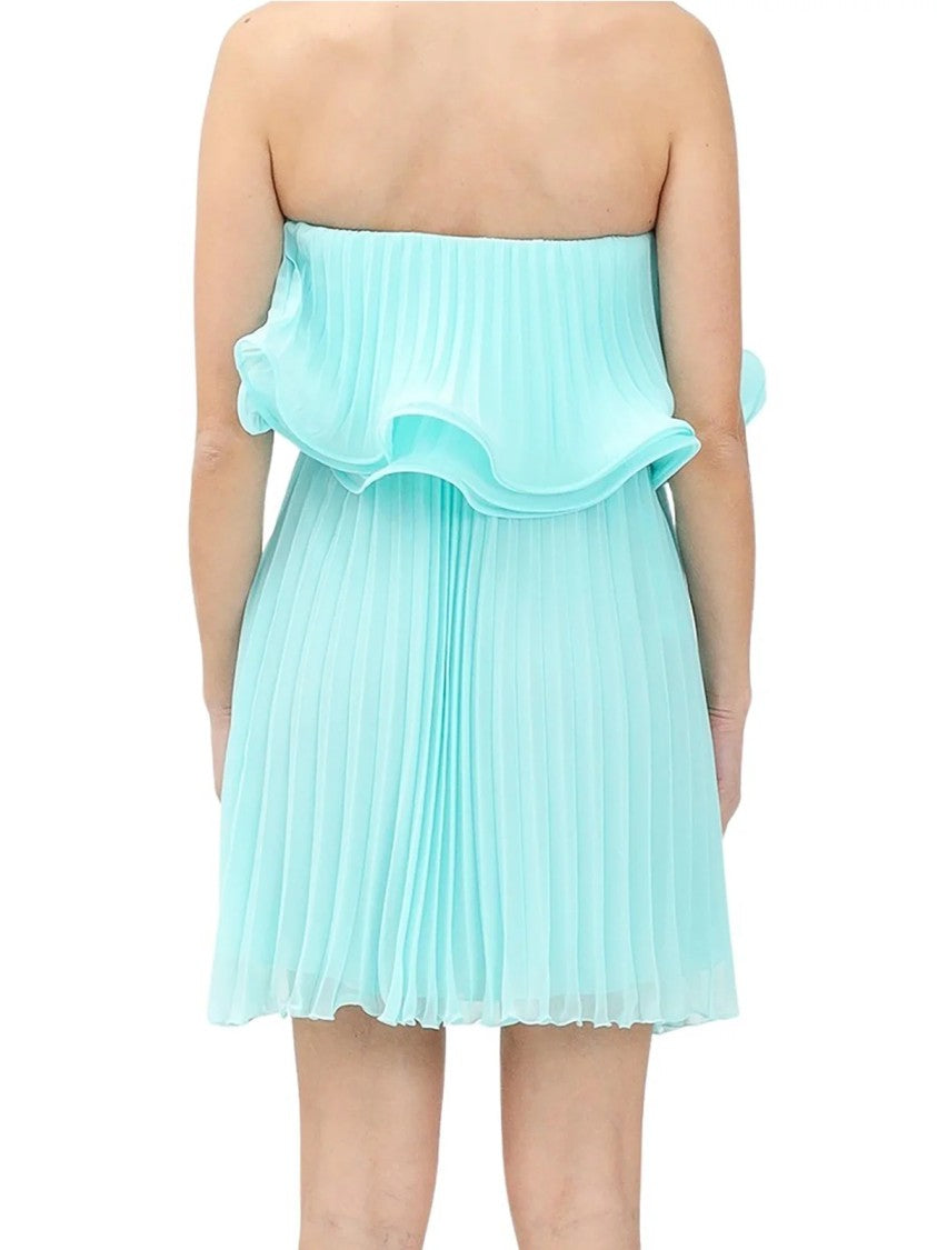 Simona Corsellini Light Blue Polyester Pleated Mini Dress