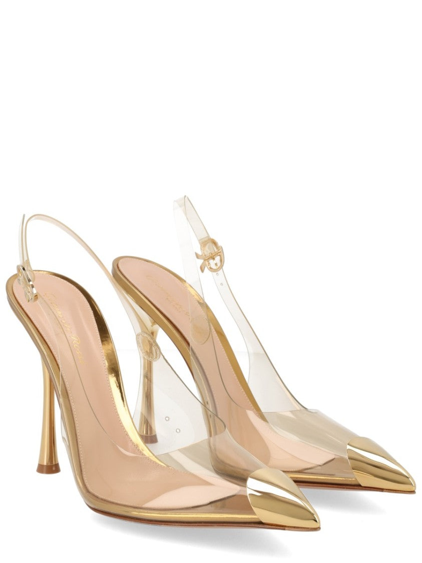 Gianvito Rossi Gold Diana Transparent Metallic Cap Pumps