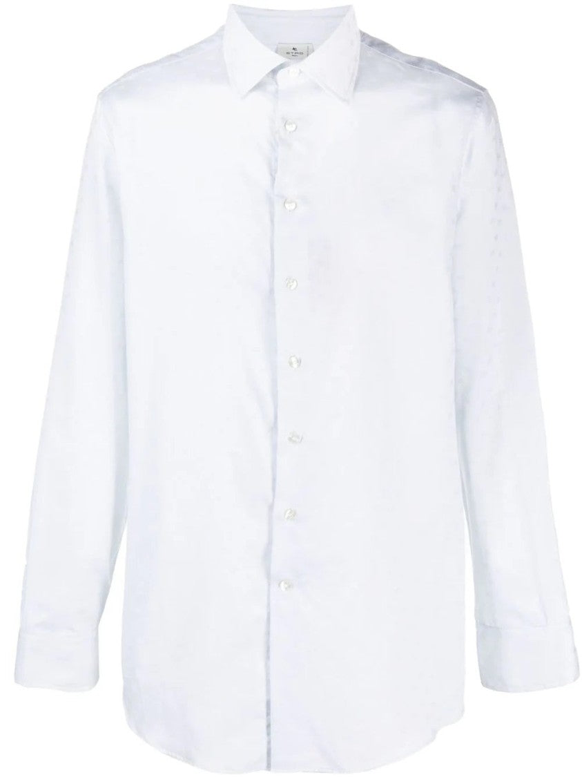 Etro White Tailored Pointed-Collar Long-Sleeve Cotton Shirt