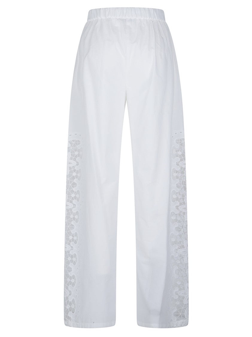 Patrizia Pepe Wide Leg Cotton Eyelet Lace Pants