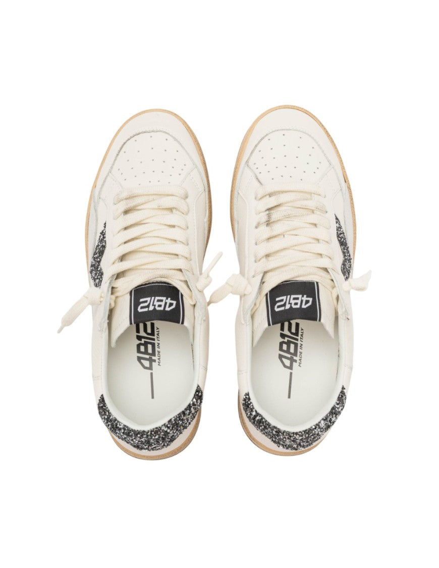 4B12 Low-Top Off-White Sneakers With Glitter Accents
