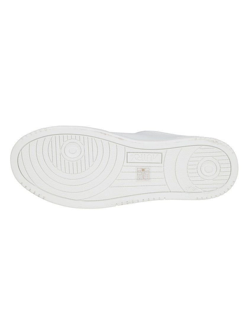 Autry White Medalist Low Suede-Trim Sneakers