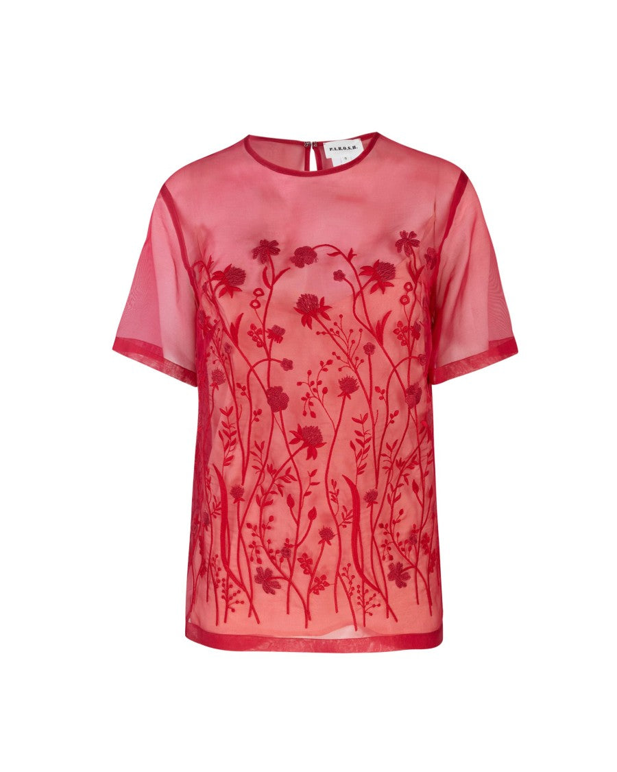 P.A.R.O.S.H. Red Overlay Blouse