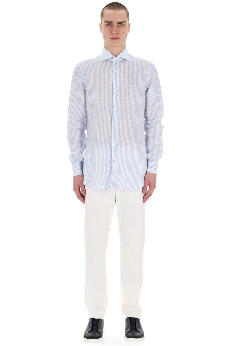 Barba Cult Line Linen Tailored Stripe Shirt