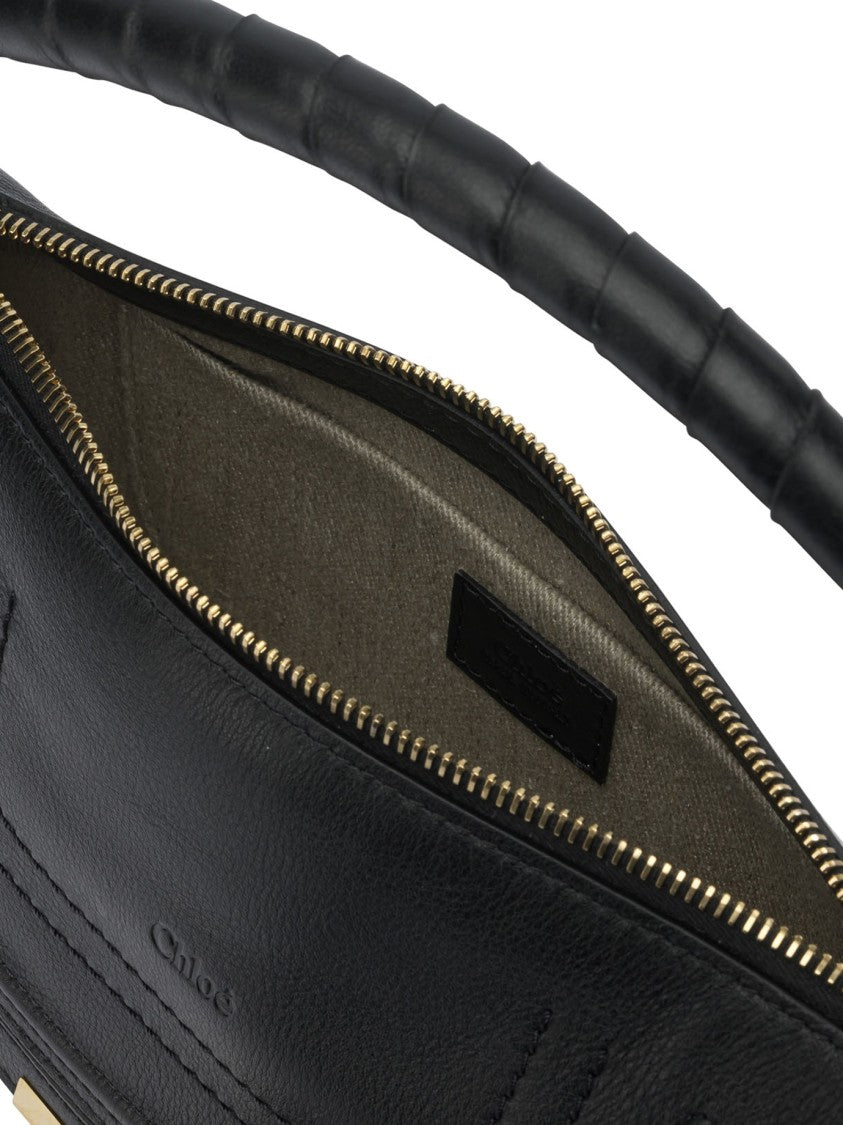Chloé Compact Black Saddle-Stitched Shoulder Bag