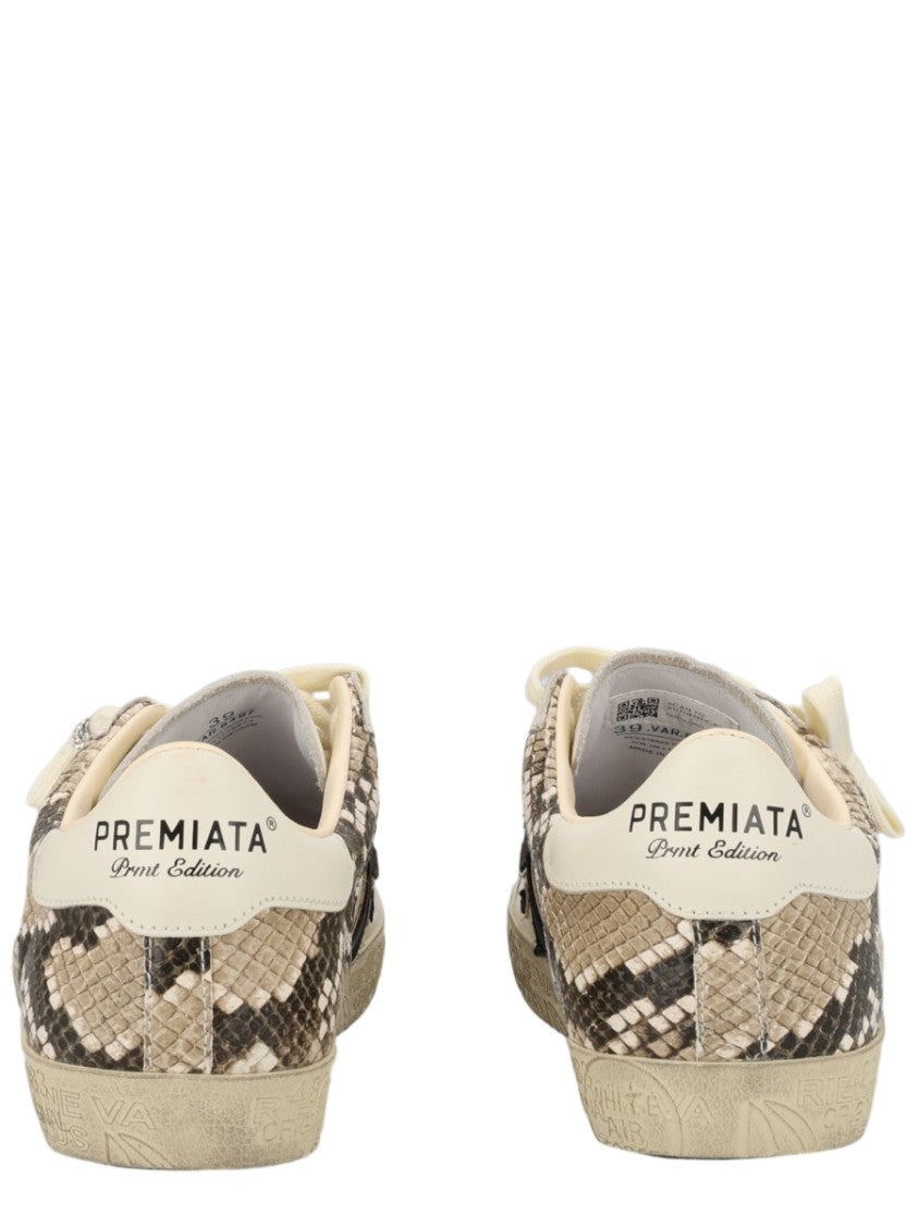 Premiata Stevend Snakeskin Accent Calfskin Sneakers