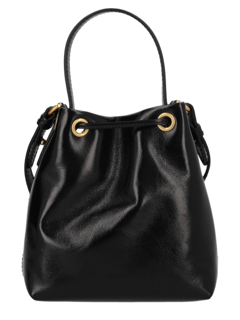 Balmain Mini Bucket Bag With Gold-Tone Hardware And Drawstring Closure