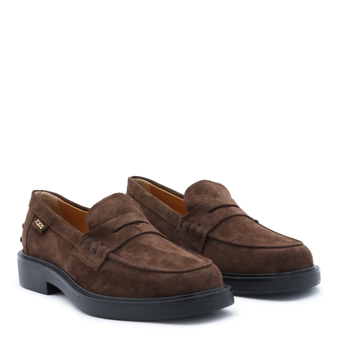 Tod's Penny Strap Loafers In Rich Brown Suede
