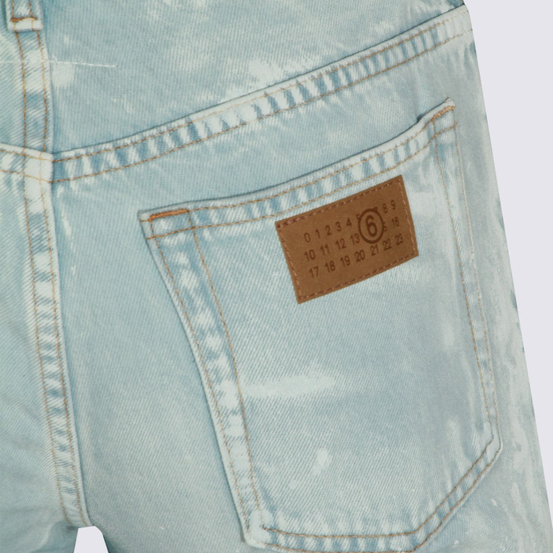 Mm6 By Maison Margiela Light Blue Straight-Leg Jeans With Paint Splatter Accents