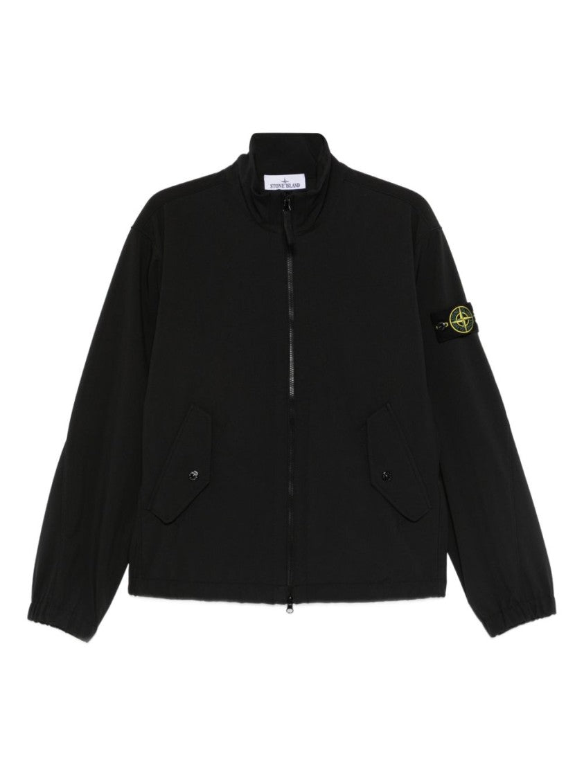 Stone Island Black Jacket With High Collar
