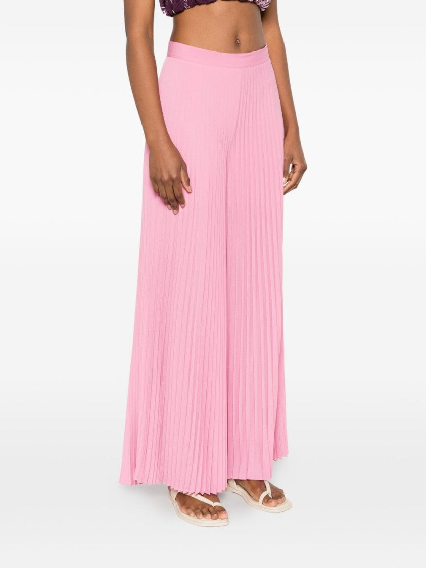 Twin-Set Pink Pleated Scalloped Wide-Leg Pants