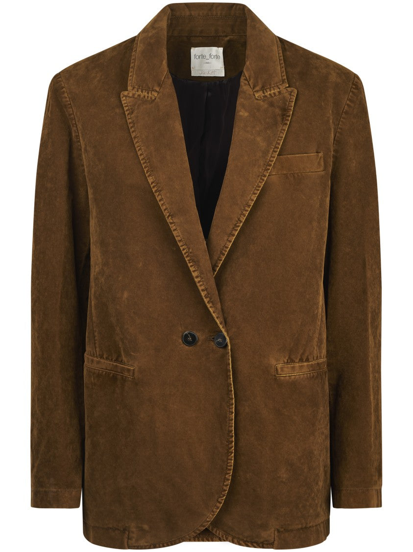 Forte Forte Flocked Cotton Double-Breasted Jacket With Textured Finish