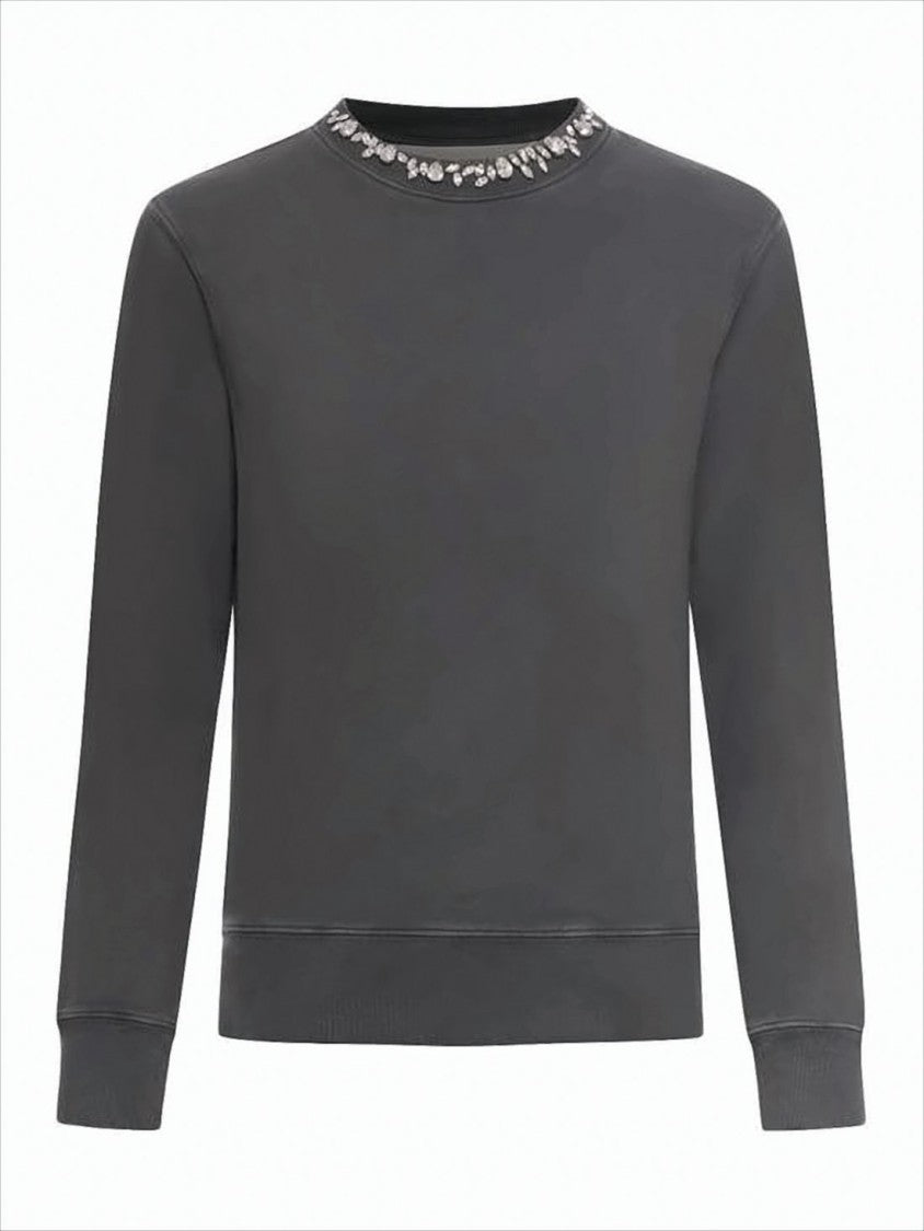 Golden Goose Long-Sleeve Dark Grey Sweatshirt With Metallic Embellishments