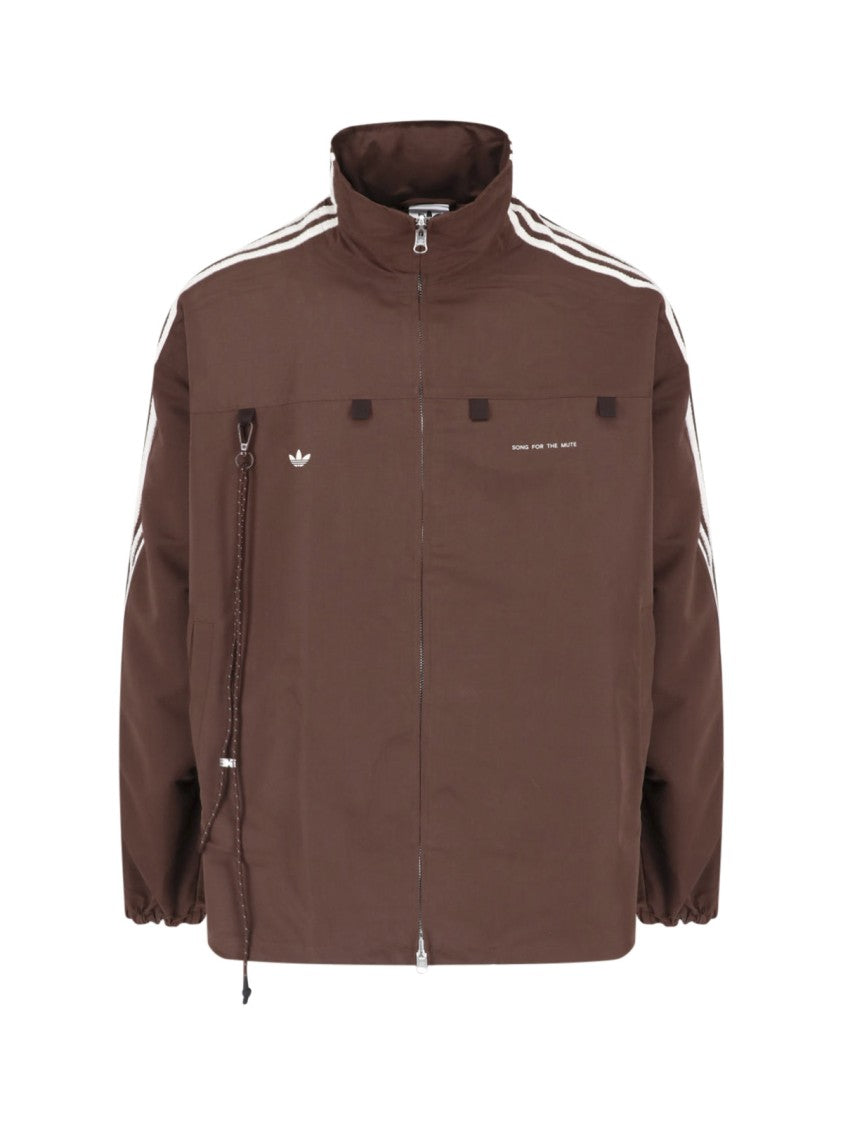Adidas Zip-Up Jacket With High Collar And Signature Stripes