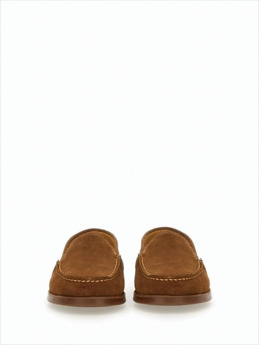 Paraboot Brown Suede Loafers With Moccasin Toe Design