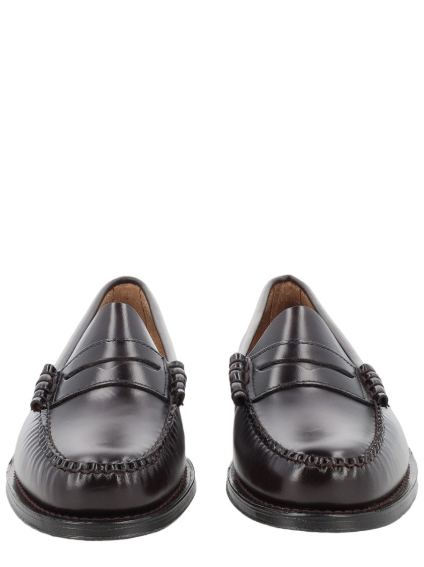 G.H. Bass Brown Leather Moccasin Loafers With Hand-Stitched Detailing