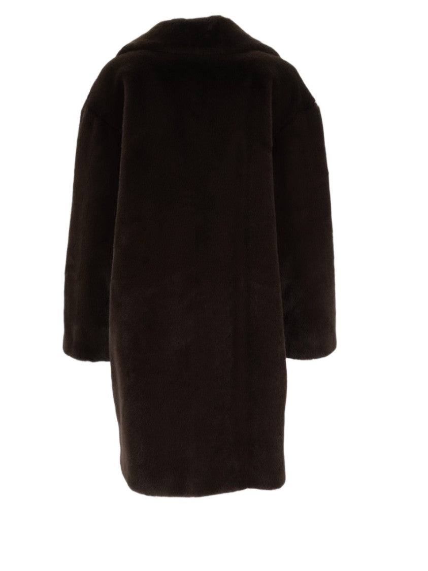 Stand Studio Brown Plush Wide-Collar Coat