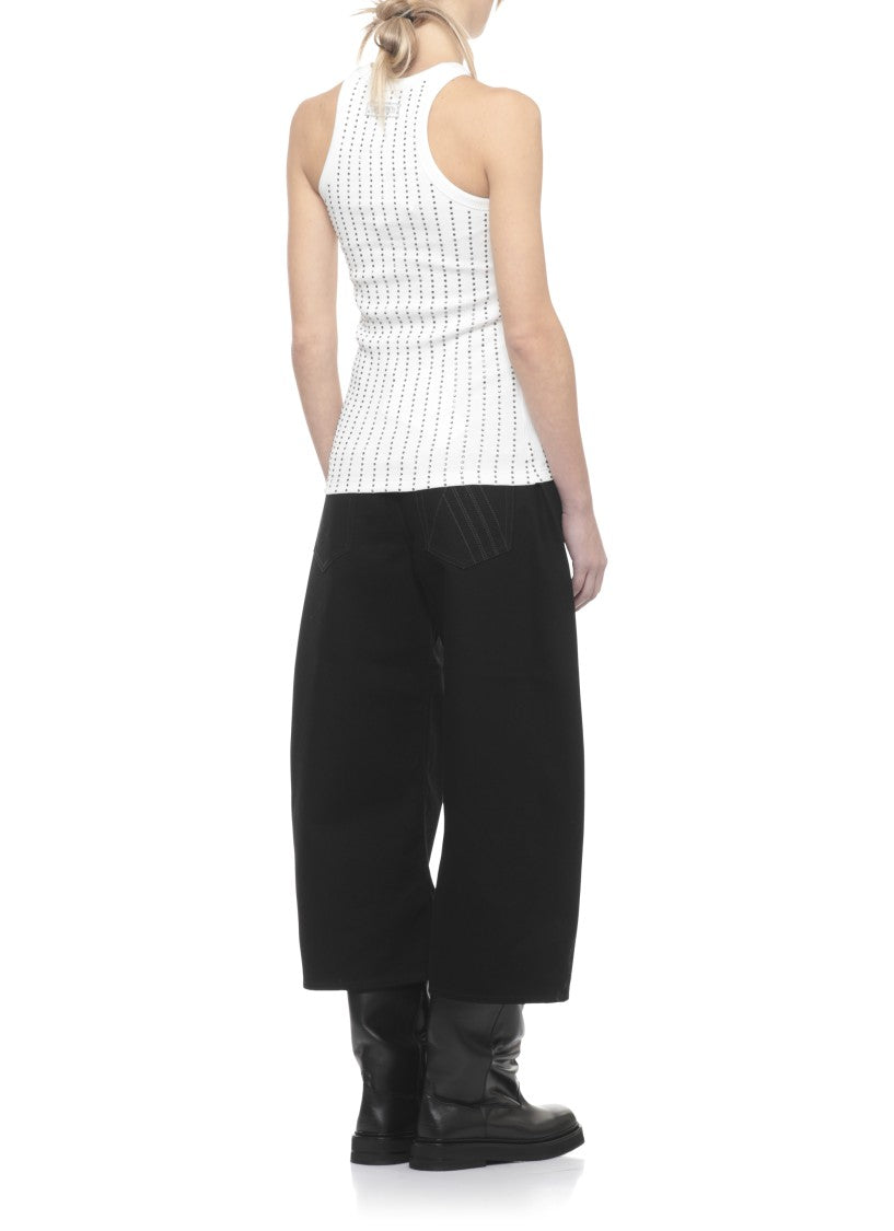 The Attico White All-Over Strass Cotton Tank Top