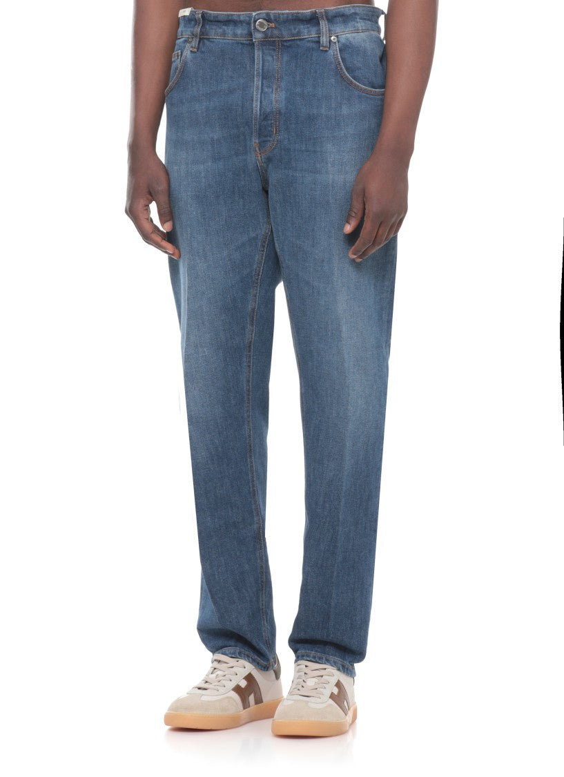 Pt Torino Blue Cotton Straight-Leg Jeans