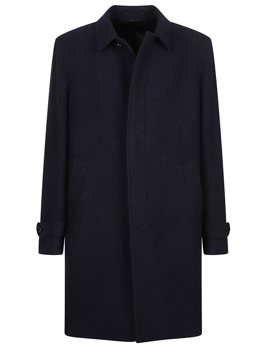 Lardini Blue Virgin Wool-Blend Trench Coat