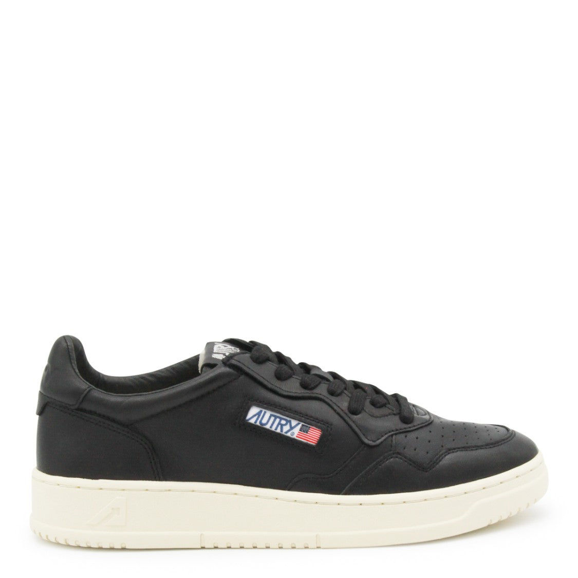 Autry Medalist Black Leather Sneakers With Suede Accents