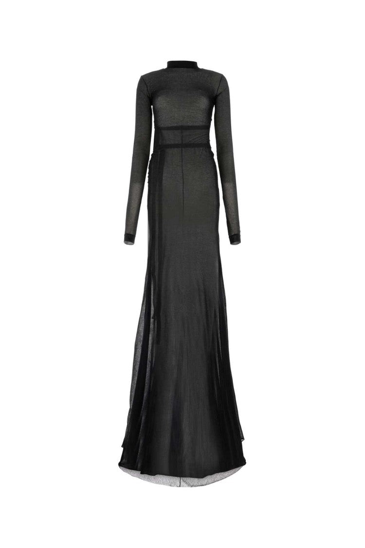 Ann Demeulemeester Black Cotton Blend Long Dress