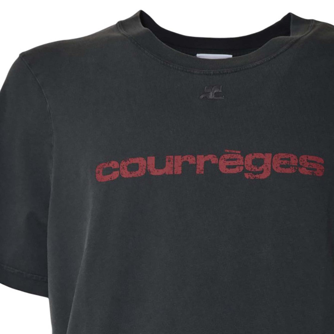 Courrèges Stone Gray Cotton Ac Printed T-Shirt
