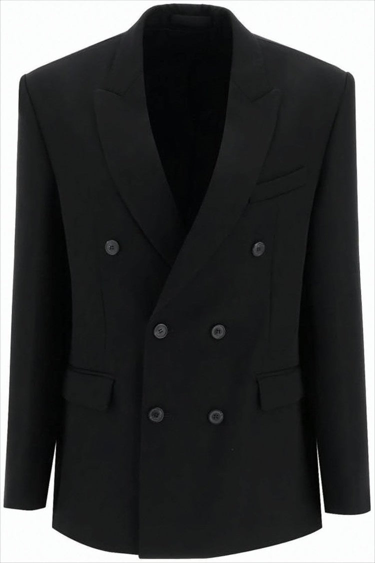 Wardrobe.Nyc Tailored Black Double-Breasted Suit Jacket With Structured Silhouette