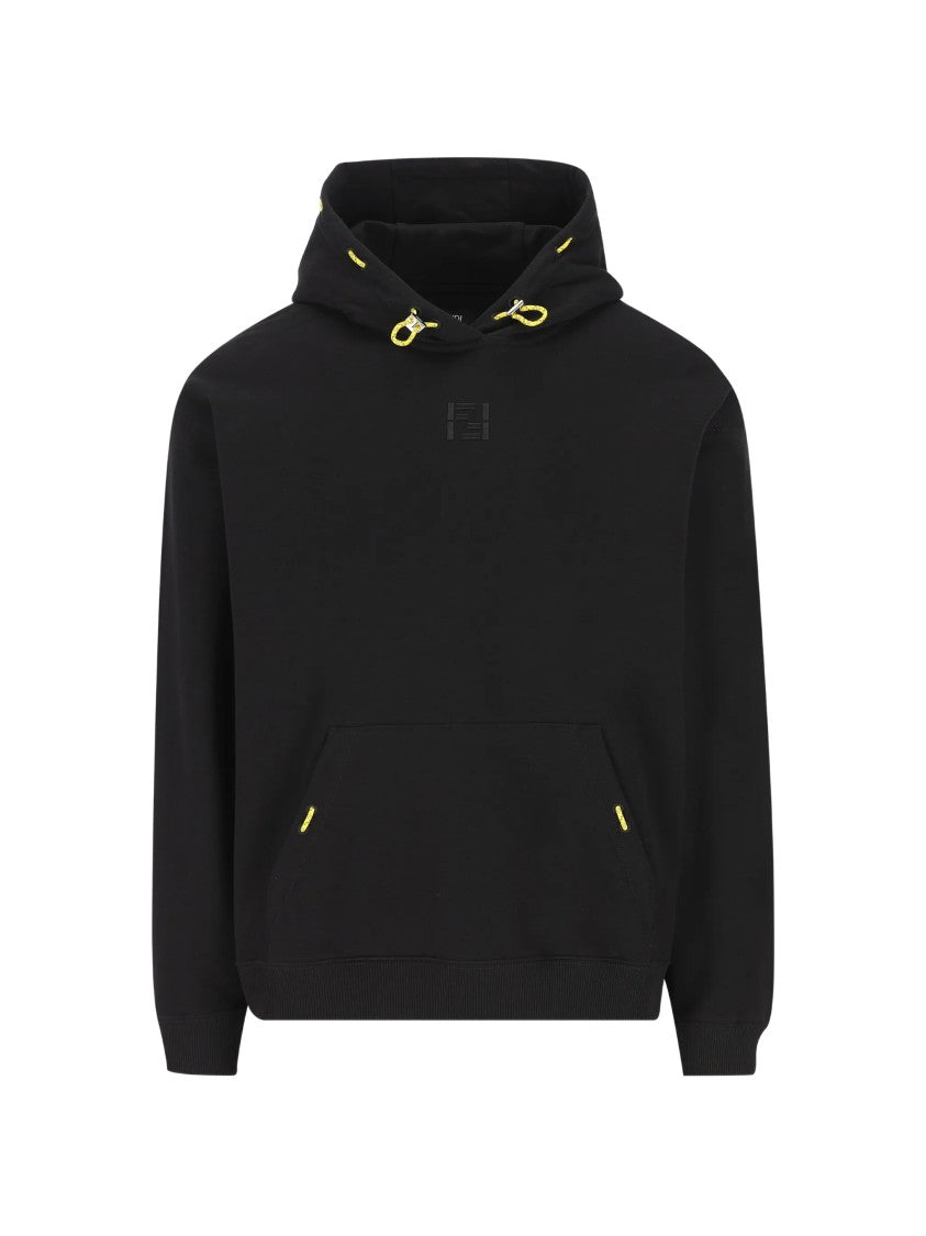 Fendi Ff Black Hoodie Yellow Drawstring Hoodies