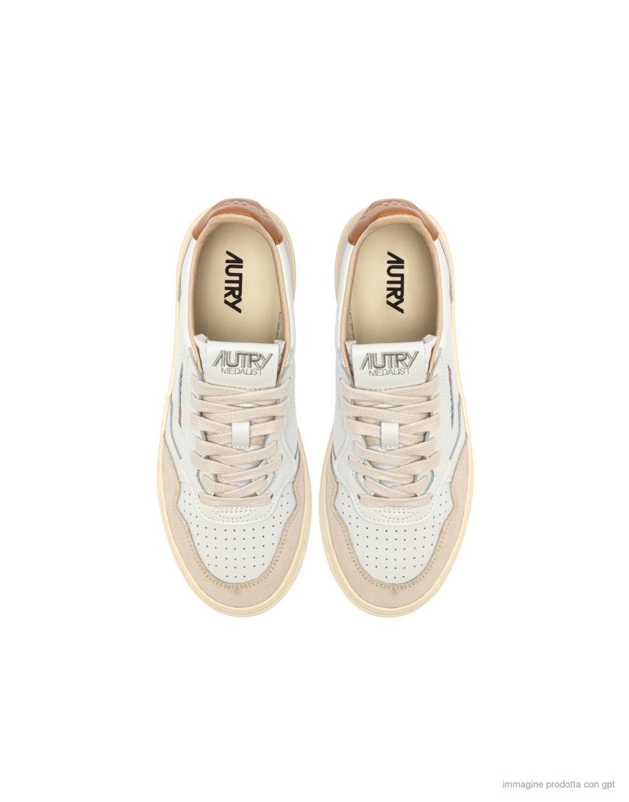 Autry White Leather Suede Medalist Sneakers