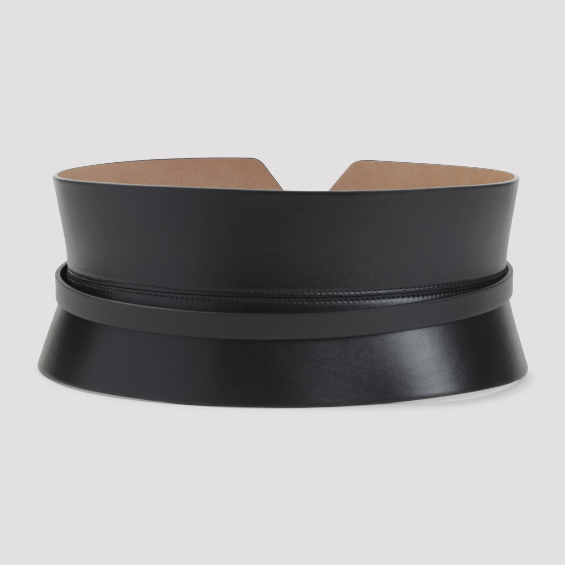Alaïa Structured Black Calf Leather Belt