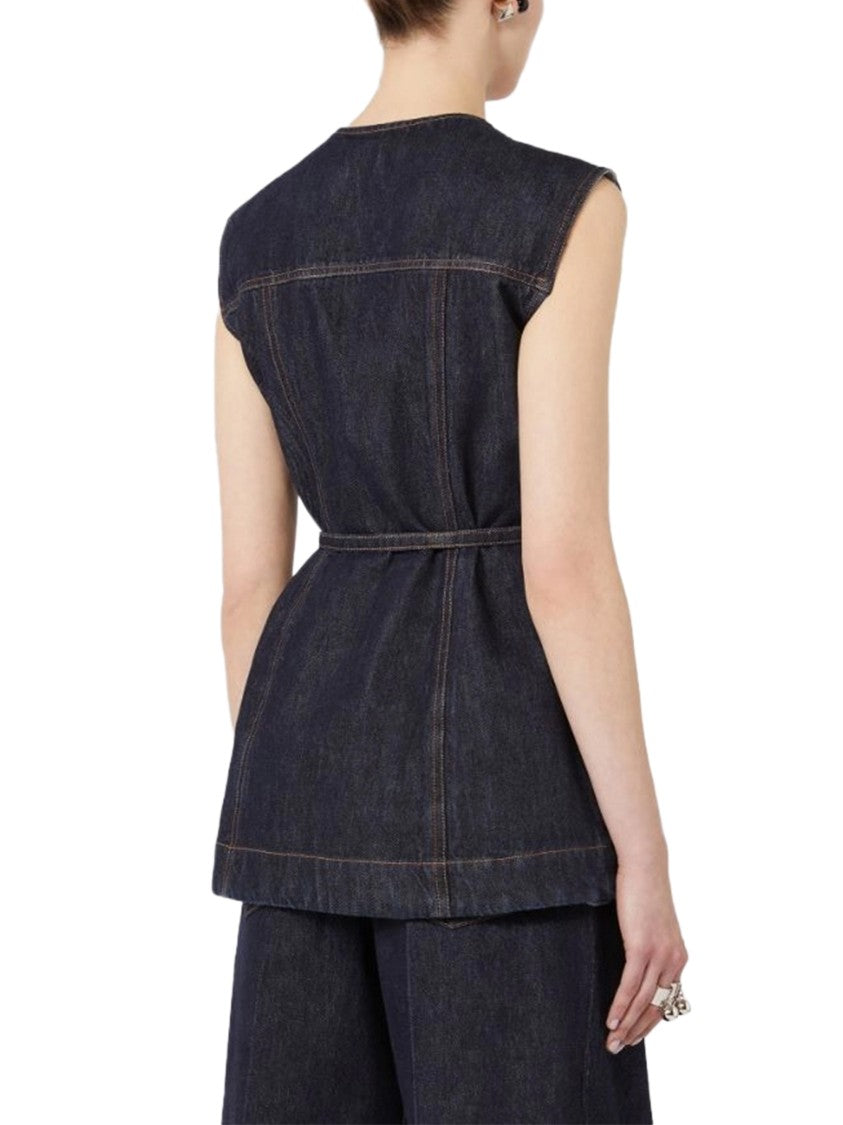 Max Mara Sleeveless Denim Top With Structured Design