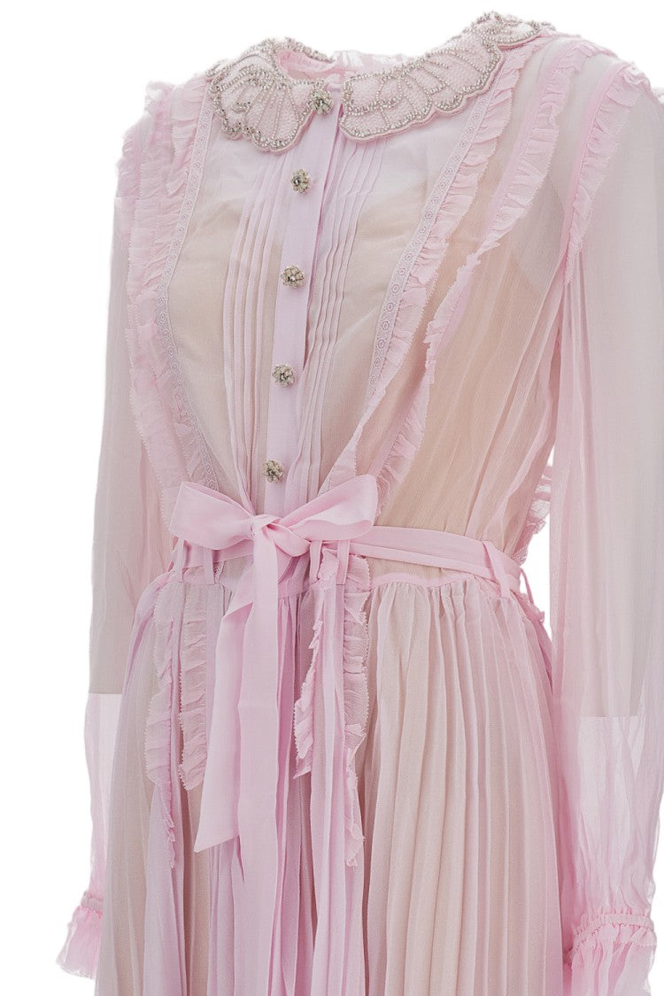 Self-Portrait Pleated Midi Dress