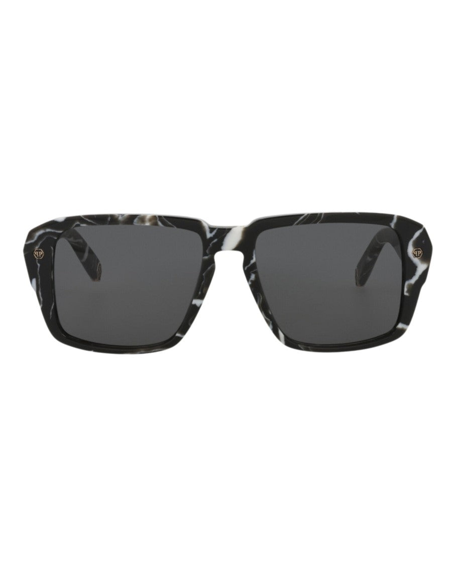 Philipp Plein Square-Frame Acetate Sunglasses With Marbled Finish
