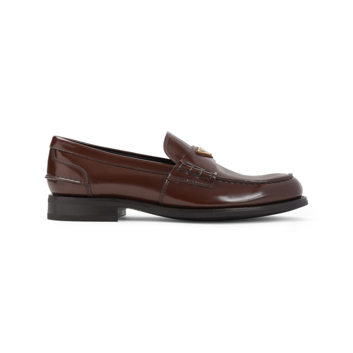 Prada Brown Brushed Calf Leather Loafers