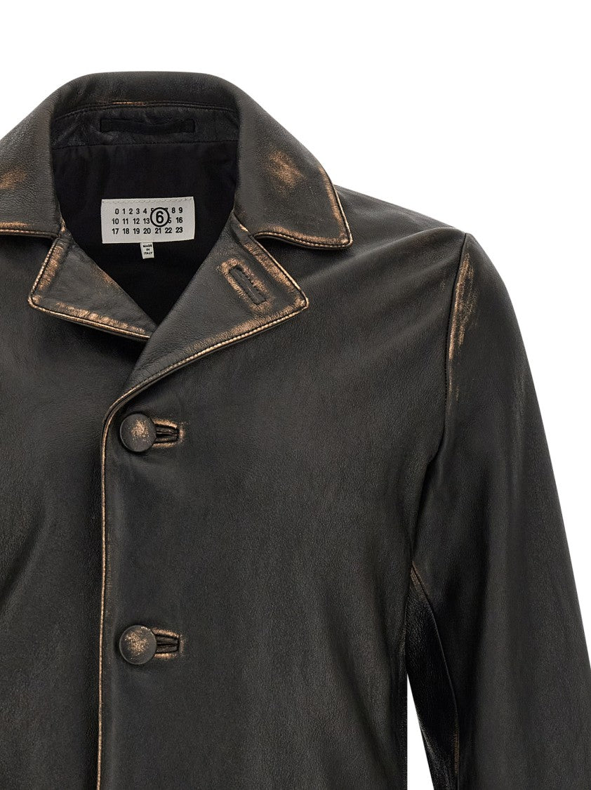 Mm6 By Maison Margiela Antiqued Leather Jacket