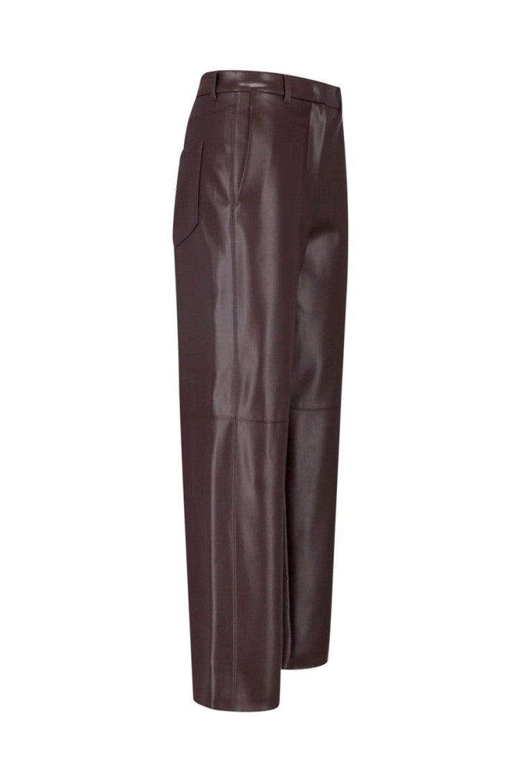 Max Mara Burgundy Smmsospiro Leather-Look Straight-Leg Pants