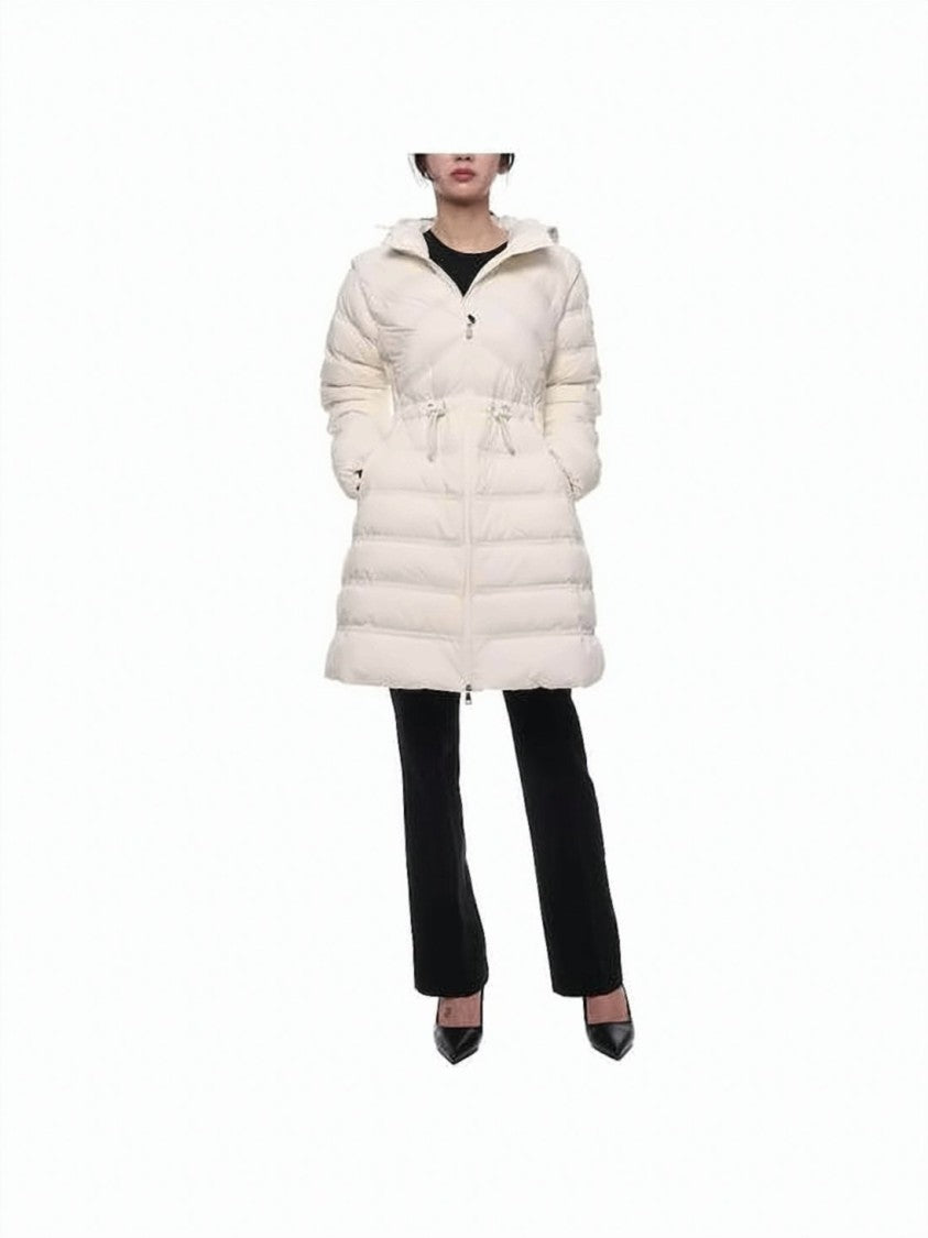 Moncler Quilted Long Padded Coat With Drawstring Waist