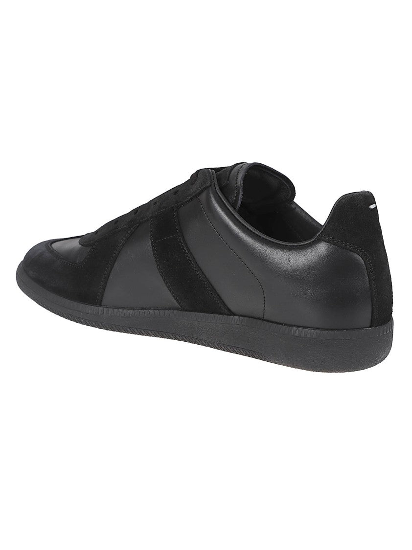 Maison Margiela Black Nappa Leather And Suede Low-Top Sneakers