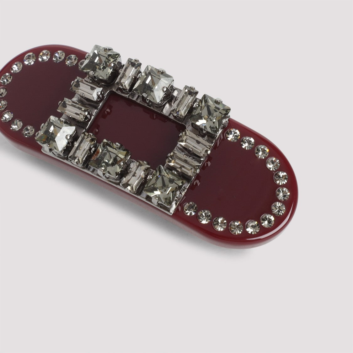 Roger Vivier Dark Bordeaux Acetate Tres Strass Hair Clip