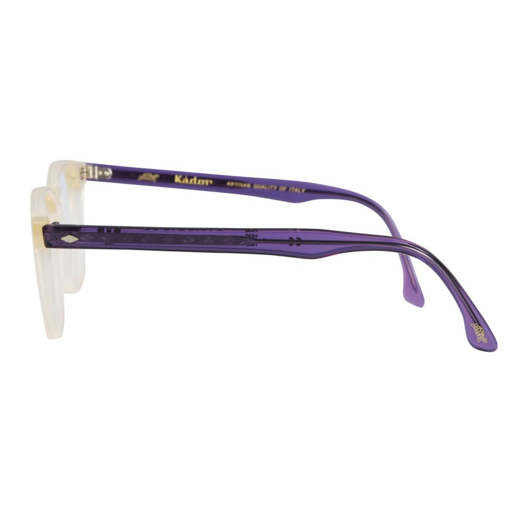 Kador Purple Cambridge Translucent Off-White Rectangular Eyeglasses