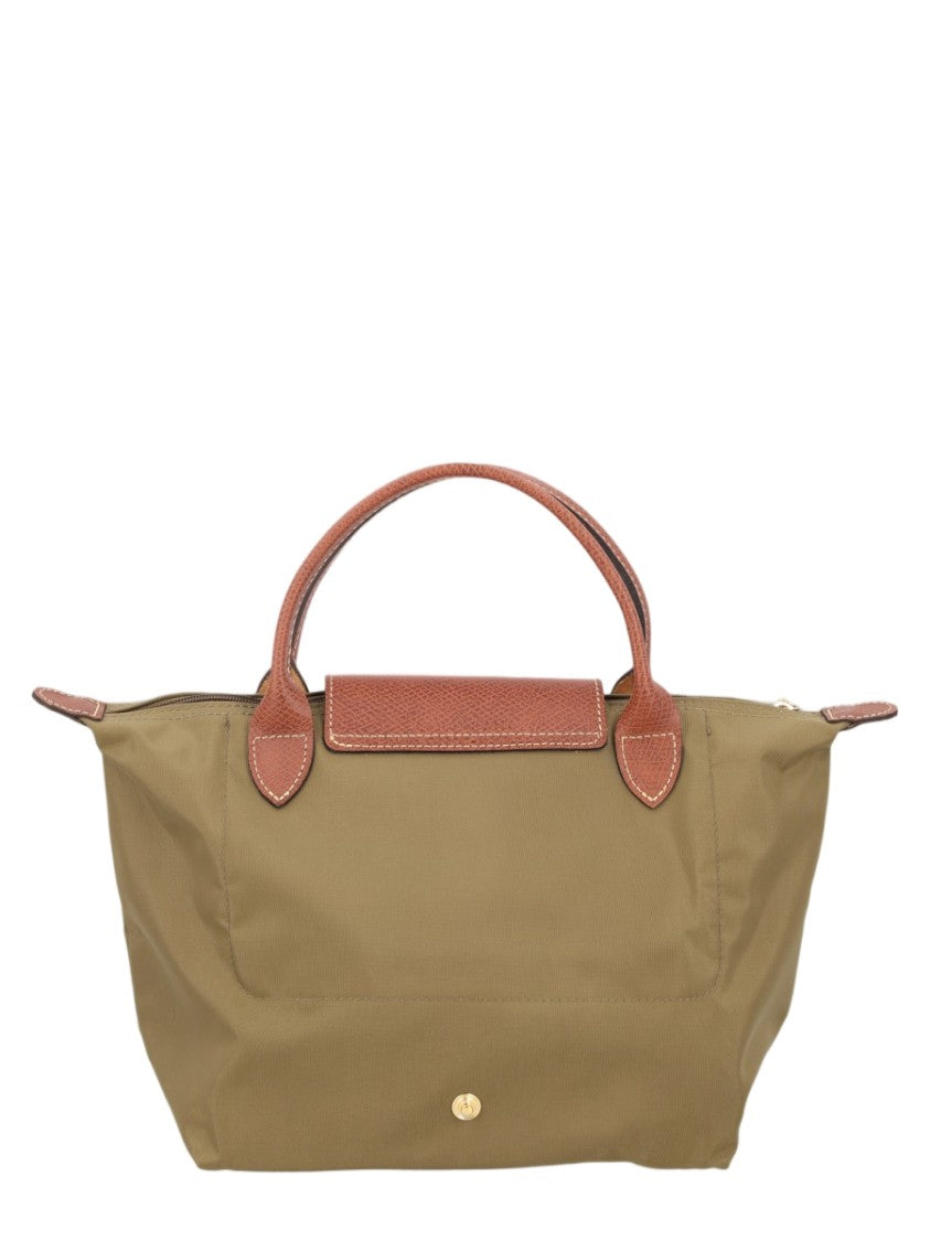 Longchamp Structured Olive Tote Bag With Textured Leather Handles