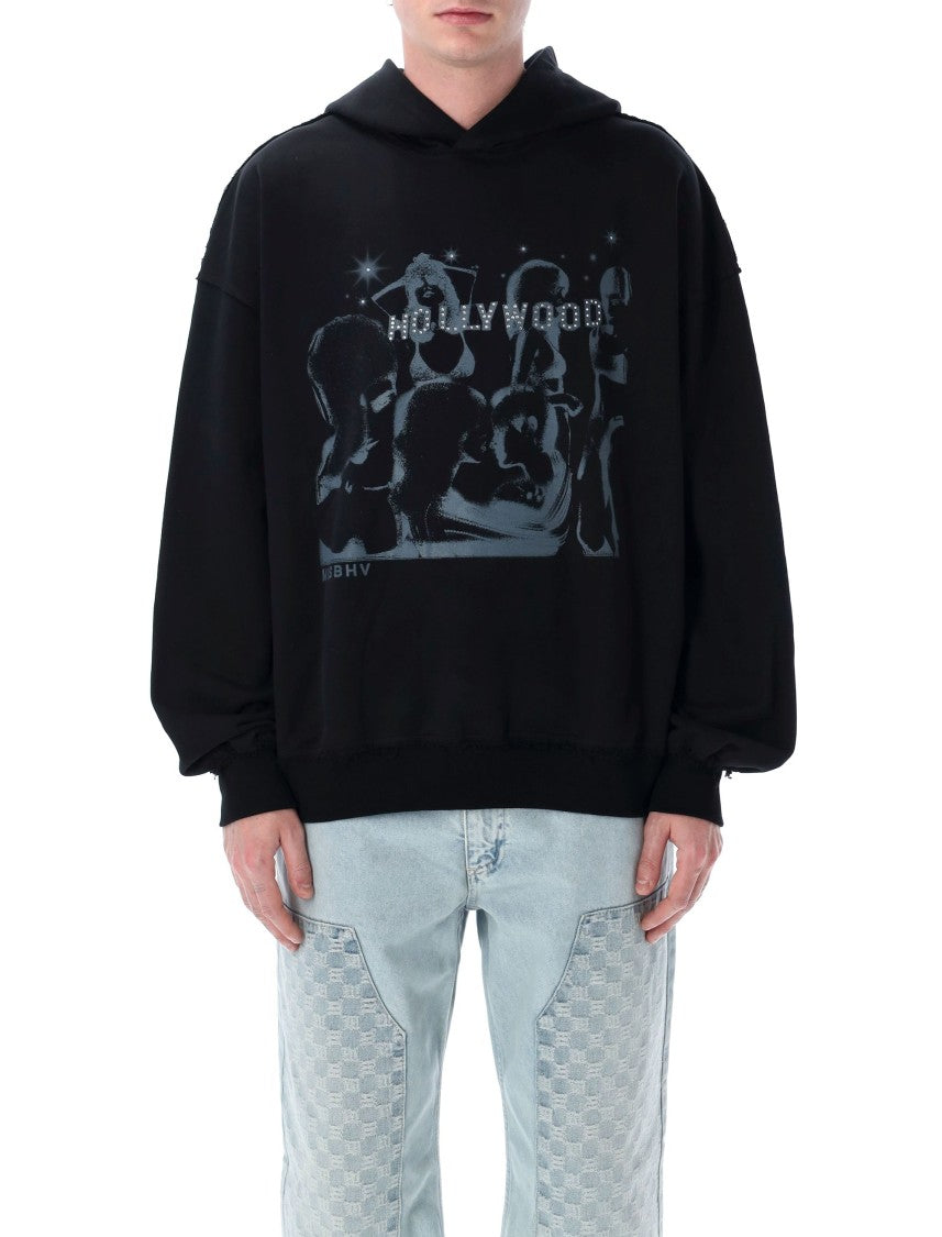 Misbhv Relaxed-Fit Black Hoodie With Graphic Design