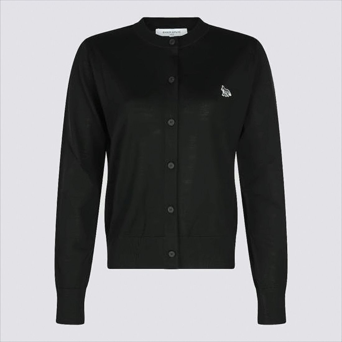 Maison Kitsuné Classic Wool Cardigan With Round Neckline And Embroidered Detail