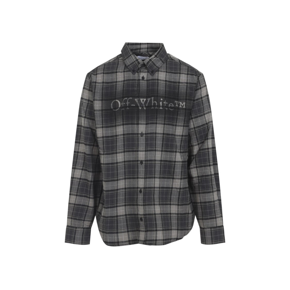 Off-White Plaid Cotton Shirt With Button-Down Front