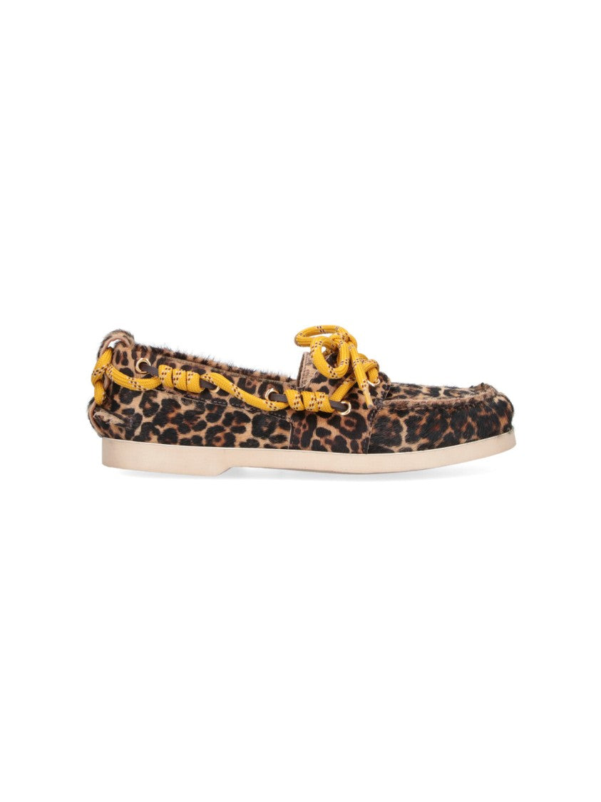 Golden Goose Brown Cruise Animal Print Leather Moccasins