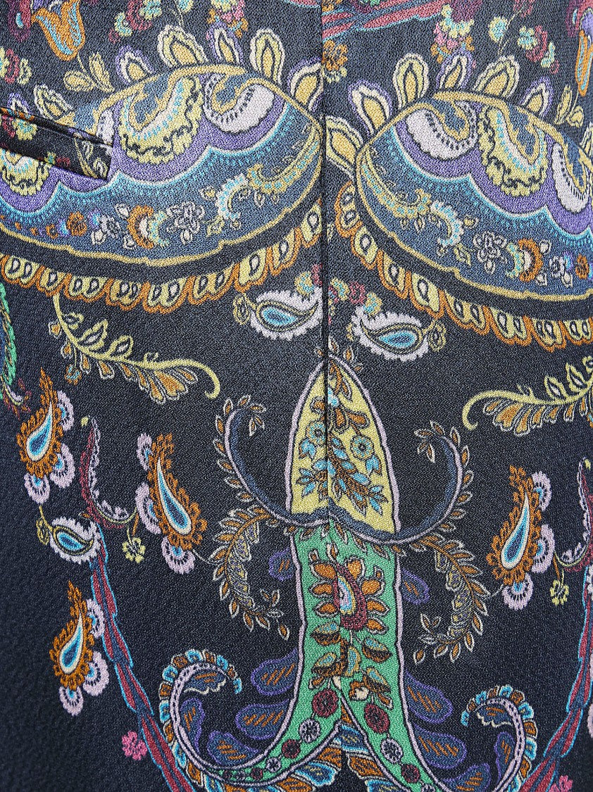 Etro High-Waisted Wide Leg Satin Lined Paisley Trousers